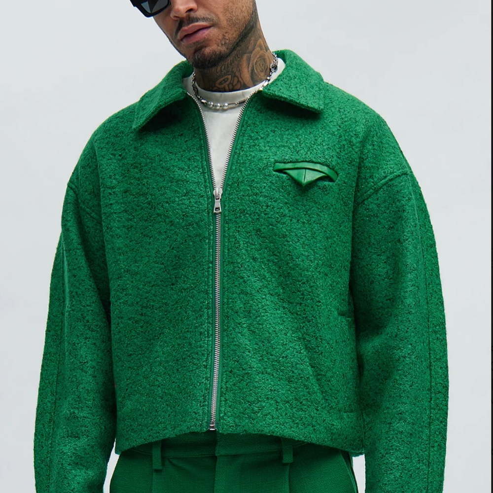 Men's Green Zip-Up Jacket